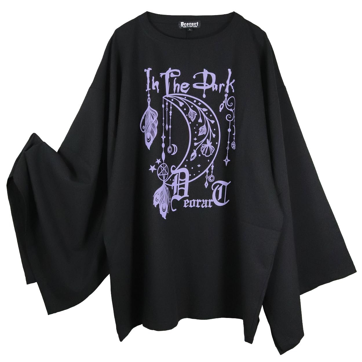 [APPAREL]/ディオラート/オーバーサイズ・ワイド袖 プリントカットソー [ moonlit night ] ブラック x パープル (L) ゴスロリ・パンク/Deorart Amazon | [ディオラート] オーバーサイズ・ワイド袖 プリント